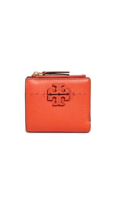 Shop Tory Burch Mcgraw Mini Foldable Wallet In Poppy Red