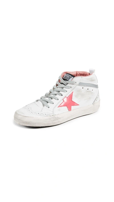 Shop Golden Goose Mid Star Sneakers In White/used Pink