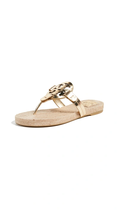Shop Tory Burch Miller Espadrille Sandals In Gold/perfect Cuoio