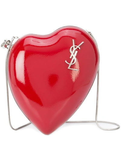 Shop Saint Laurent Heart Shaped Cross Body Bag - Red
