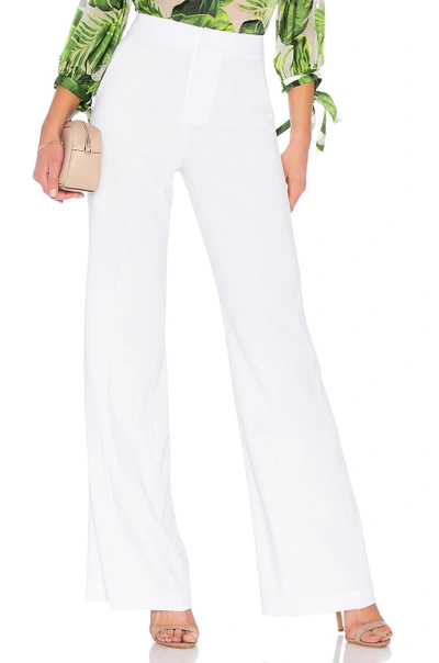 Alice And Olivia Dylan High Waist Wide Leg Pants In Ecru Vegan Leather In White