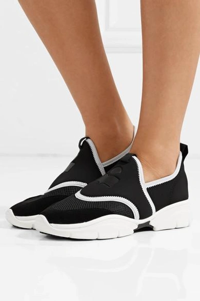 Shop Isabel Marant Kaisee Mesh And Neoprene Slip-on Sneakers In Black
