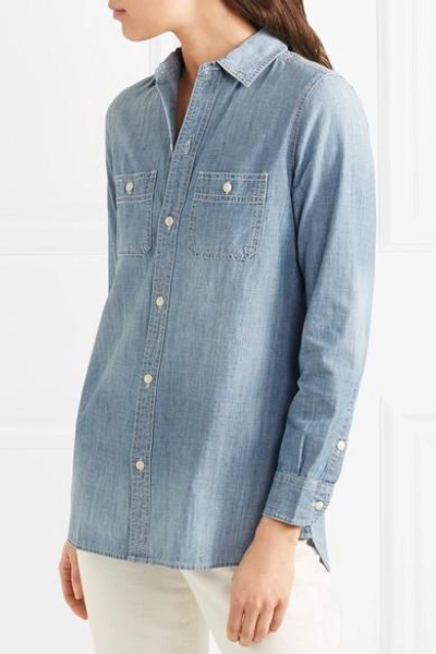 Shop Madewell Ex-boyfriend Cotton-chambray Shirt In Blue