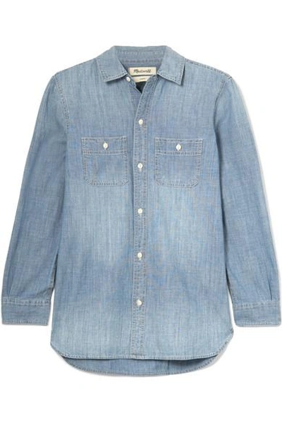 Shop Madewell Ex-boyfriend Cotton-chambray Shirt In Blue