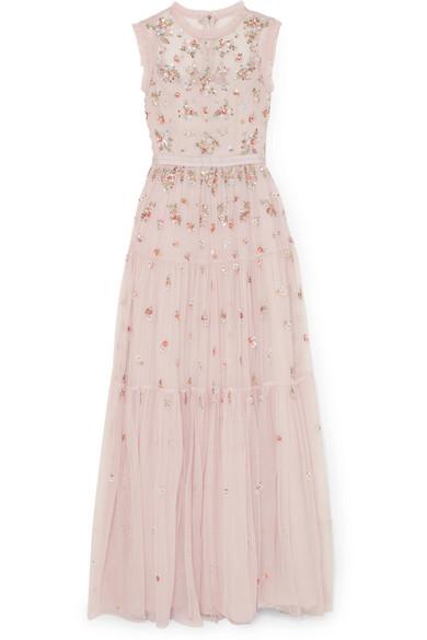needle & thread rainbow ditsy embellished tulle gown