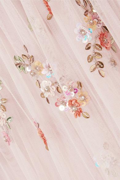needle & thread rainbow ditsy embellished tulle gown