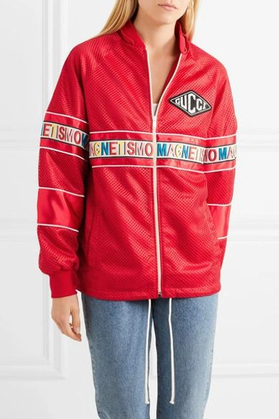 Shop Gucci Oversized Appliquéd Printed Shell Bomber Jacket