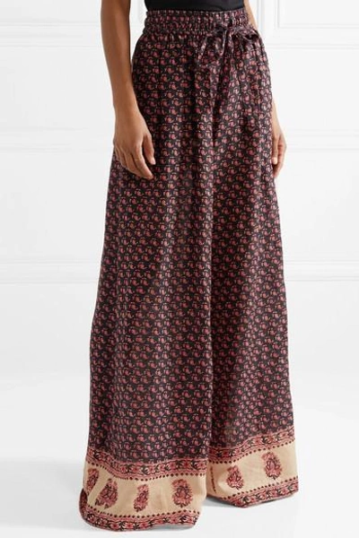 Shop Zimmermann Jaya Printed Linen Pants In Burgundy