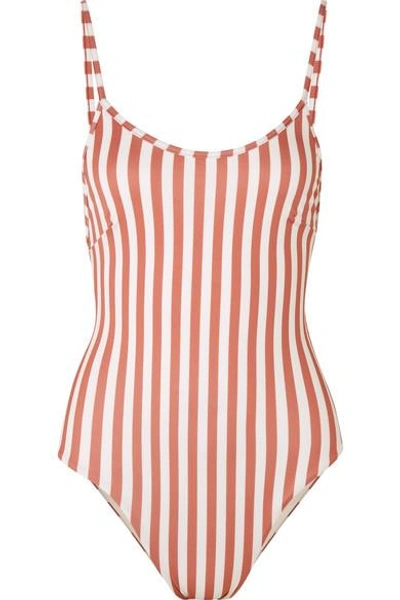 Shop Haight Striped Swimsuit In Antique Rose