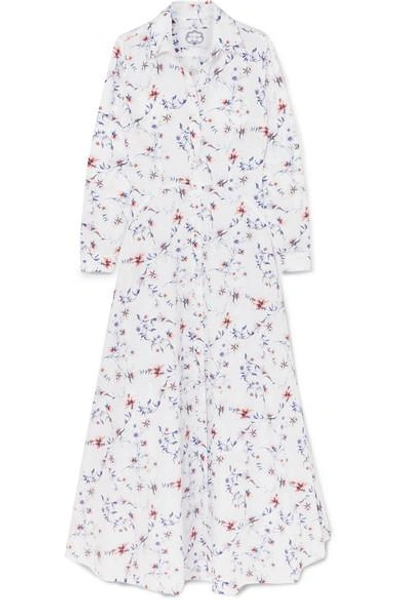 Shop Evi Grintela Juliette Floral-print Cotton-poplin Maxi Dress In White