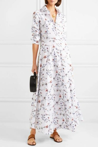 Shop Evi Grintela Juliette Floral-print Cotton-poplin Maxi Dress In White