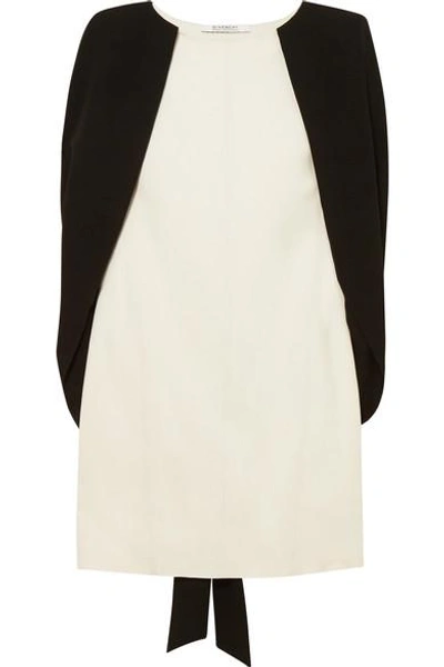 Shop Givenchy Two-tone Cape-effect Crepe Mini Dress In White