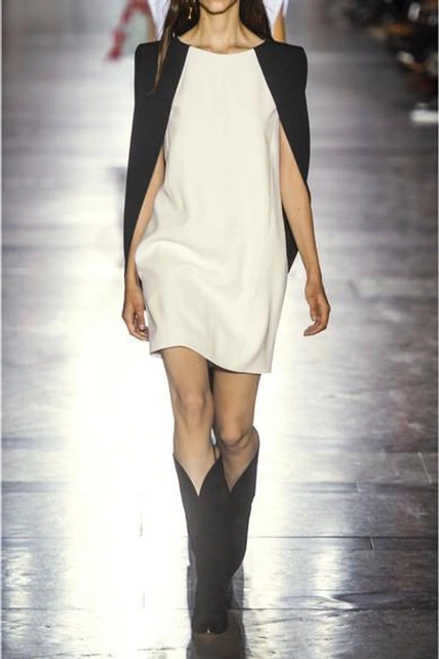 Shop Givenchy Two-tone Cape-effect Crepe Mini Dress In White