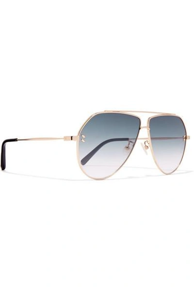 Shop Stella Mccartney Aviator-style Gold-tone Sunglasses