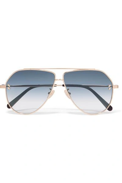 Shop Stella Mccartney Aviator-style Gold-tone Sunglasses