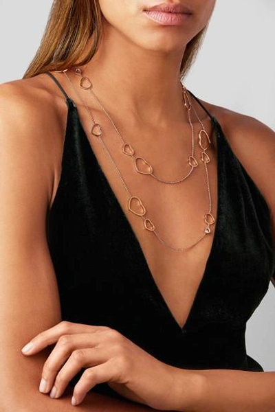 Shop Chopard Happy Hearts 18-karat Rose Gold Diamond Necklace