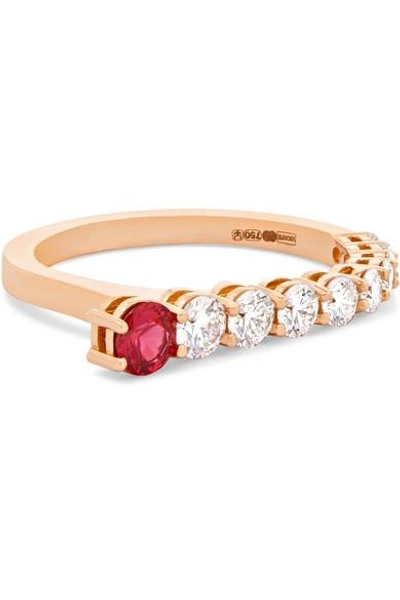 Shop Melissa Kaye Aria 18-karat Rose Gold, Diamond And Ruby Ring