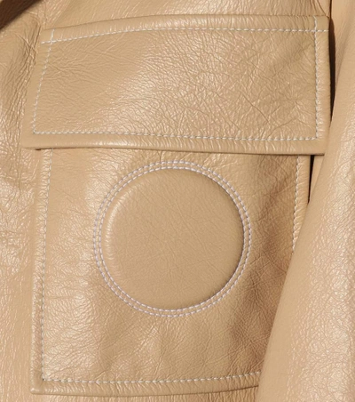 Shop Chloé Leather Coat In Brown