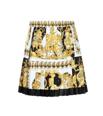 Shop Versace Pleated Silk Miniskirt In Priet