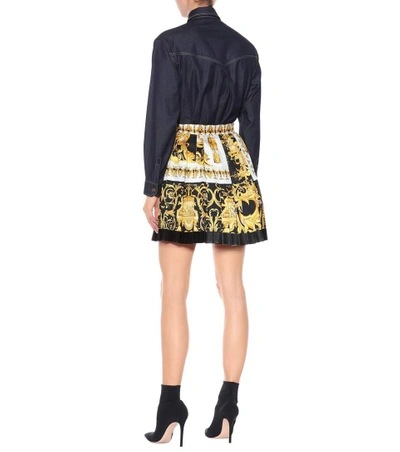 Shop Versace Pleated Silk Miniskirt In Priet