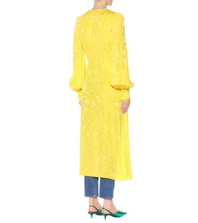 Shop Attico Silk Shirt Dress In Yellow