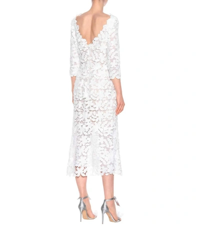 Shop Oscar De La Renta Lace Midi Dress In White