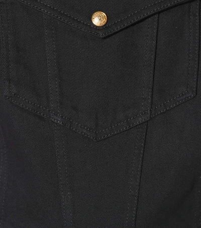 Shop Balmain Embellished Denim Overalls In Black