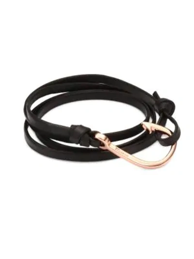 Shop Miansai Men's Hook Leather Bracelet In Black