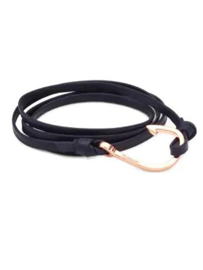 Shop Miansai Men's Hook Leather Bracelet In Navy Blue