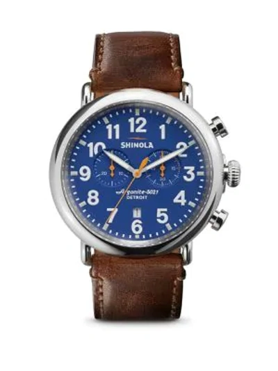 Shop Shinola Men's The Runwell Chronograph Watch In Blue Tan