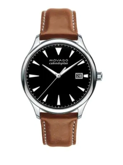 Shop Movado Heritage Series Calendoplan Watch In Brown Black
