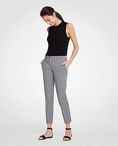 Shop Ann Taylor The Petite Gingham Ruffle Crop Pant In Black