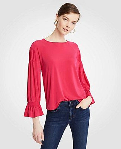 Shop Ann Taylor Petite Pintucked Sleeve Top In Baja Rose