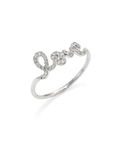Shop Sydney Evan Women's Love Diamond & 14k White Gold Ring