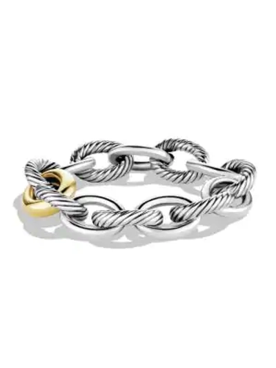 Shop David Yurman Women's Extra-large Oval Link Bracelet With 18k Yellow Gold In Silver Gold