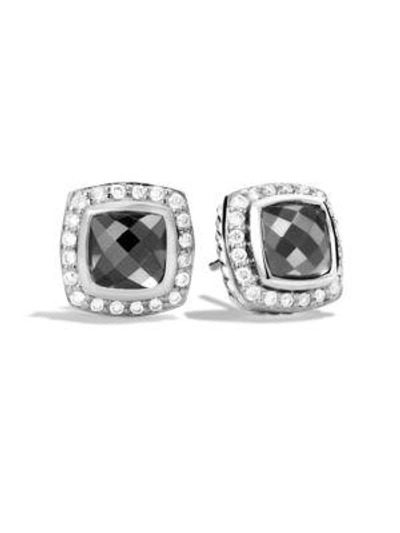 Shop David Yurman Petite Albion Earrings With Diamonds In Hematite