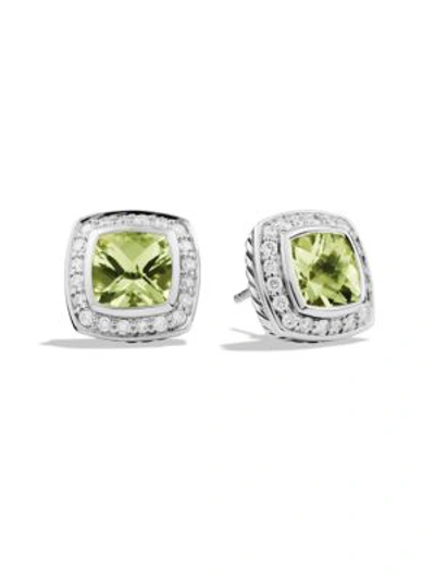 Shop David Yurman Petite Albion Earrings With Diamonds In Prasiolite