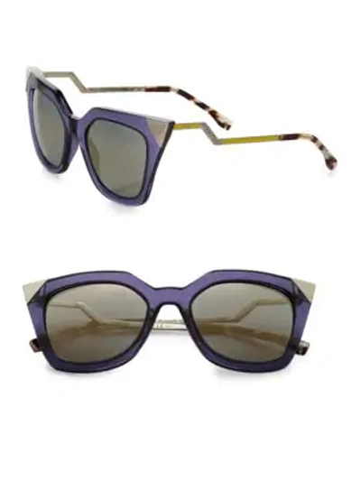 Shop Fendi Zig-zag 52mm Cat Eye Sunglasses In Blue