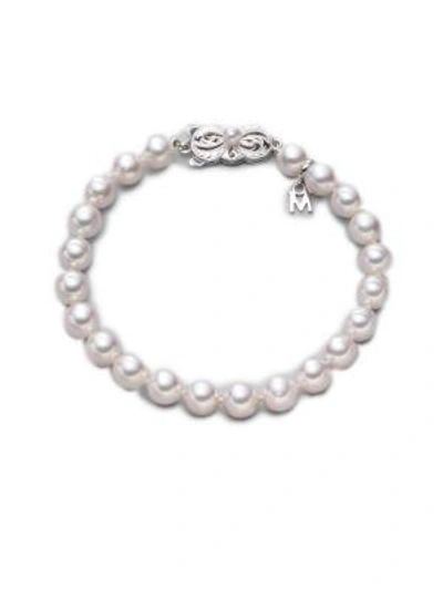 Shop Mikimoto 6.5mm-7mm White Cultured Akoya Pearl & 18k White Gold Strand Bracelet