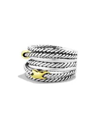 Shop David Yurman Women's Double X Crossover Ring With Gold In Silver Gold