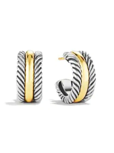 Shop David Yurman Women's Cable Classics Hoop Earrings With 14k Yellow Gold In Silver Gold
