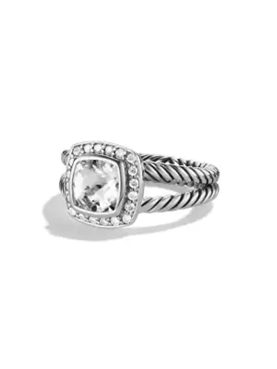 Shop David Yurman Women's Albion Petite Ring With Gemstone & Diamonds In White Topaz