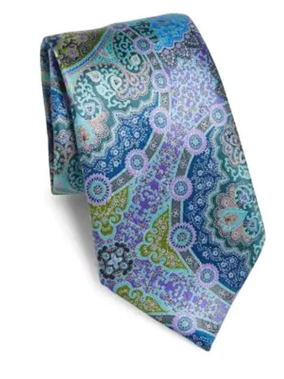 Shop Ermenegildo Zegna Quindici Patterned Silk Tie In Blue