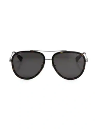 Shop Gucci 57mm Tortoise Pilot Sunglasses In Ruthenium