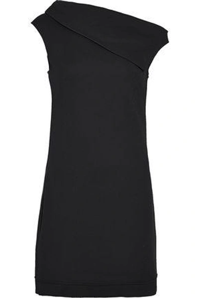 Shop Helmut Lang Woman Wool-blend Crepe Mini Dress Black