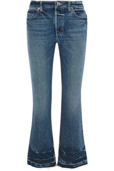 Shop Helmut Lang Woman Faded Mid-rise Flared Jeans Mid Denim