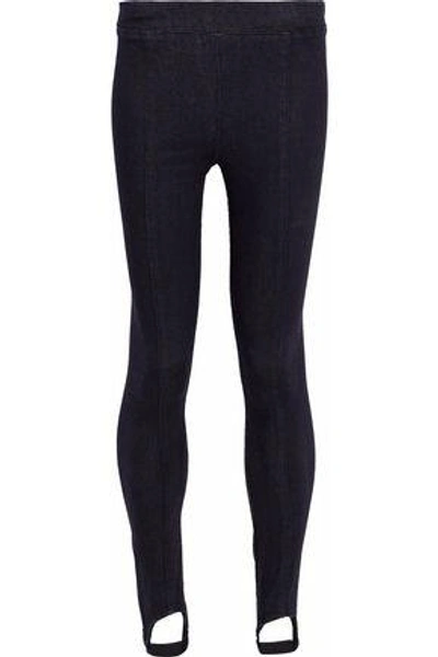 Shop Helmut Lang Woman Mid-rise Skinny Stirrup Jeans Dark Denim