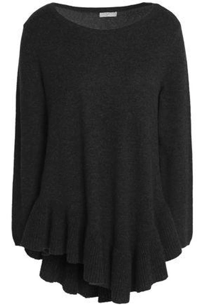 Shop Joie Ruffled Wool And Cashmere-blend Sweater In Charcoal