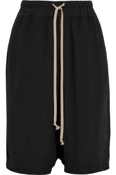 Shop Rick Owens Oversized Crepe De Chine Shorts In Black