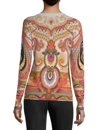 Shop Etro 50th Anniversary Printed V-neck Sweater In White Paisley